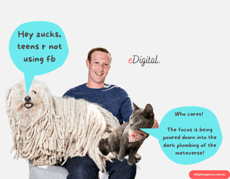 Facebook meme divertido Metaverso Mark Zuckerberg perro gato mascotas