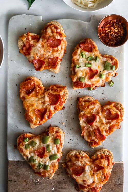 Día de San Valentín pizza en forma de corazón