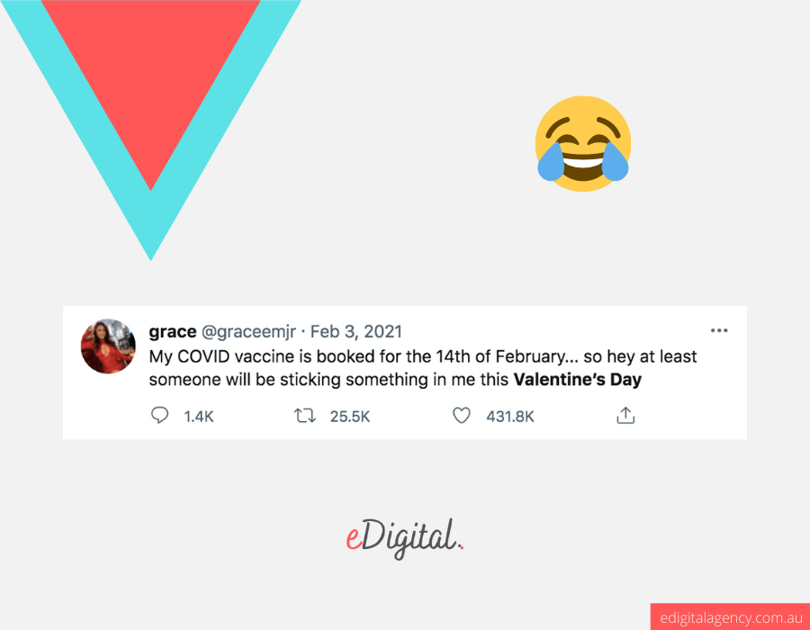 el día de san valentín divertido pie de foto post tweet