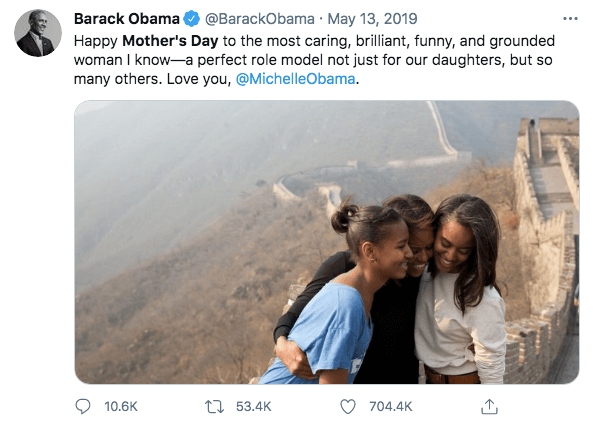 Barack Obama feliz día de las madres leyenda viral Twitter post