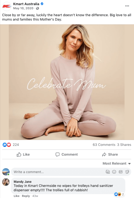 Kmart Australia Día de la Madre Facebook post