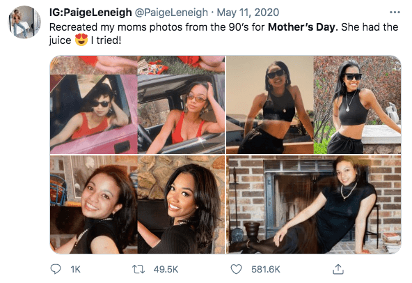 Paige Leneigh mamá fotos recreación viral Twitter post leyenda día de las madres