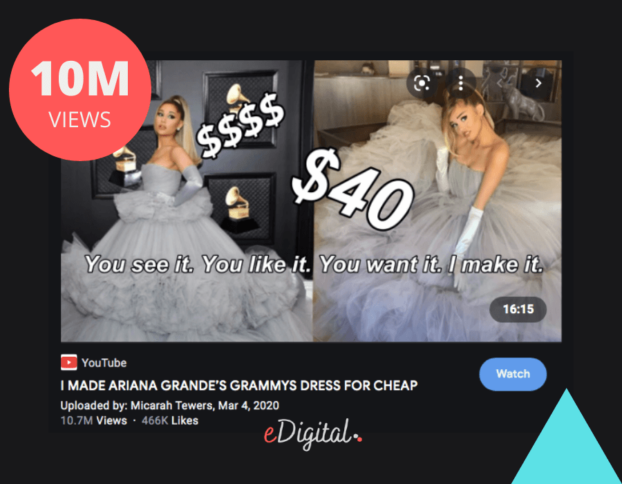 Video viral Ariana Grande DIY vestido Micarah Tewers