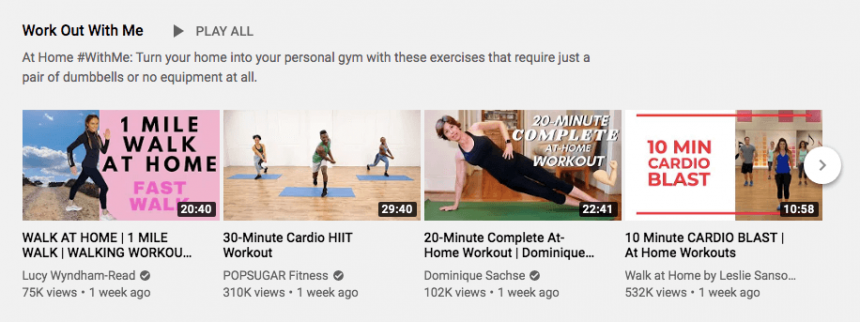 workout with me featured category playlist youtube