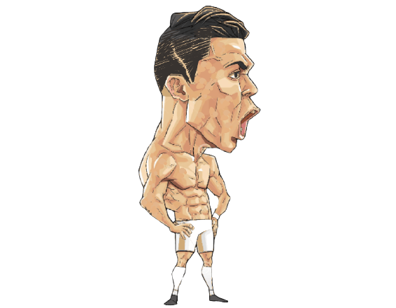 Cristiano Ronaldo caricatura abs camiseta fuera