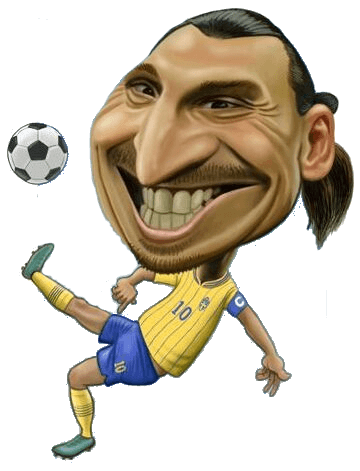 Zlatan Ibrahimovic caricatura sonriente fútbol sueco