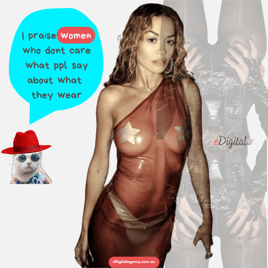 Rita Ora Sahatçiu Inglés cantante vestido transparente gato meme