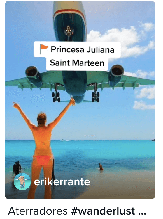 #wanderlust TikTok hashtag viajes avión Sint Maarten Maho beach