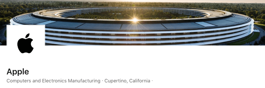 Imagen de portada de la página de empresa de Apple Linkedin