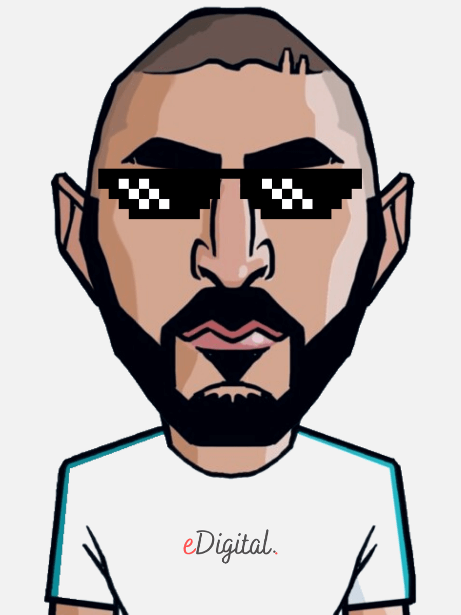 Karim Benzema dibujos animados gángster matón gafas