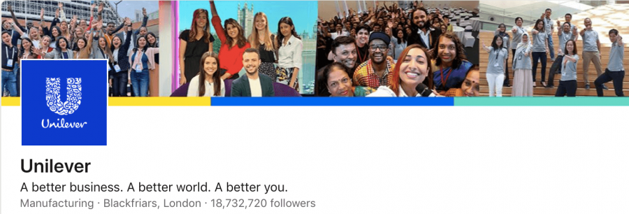 Imagen de portada de la página de empresa de Unilever Linkedin