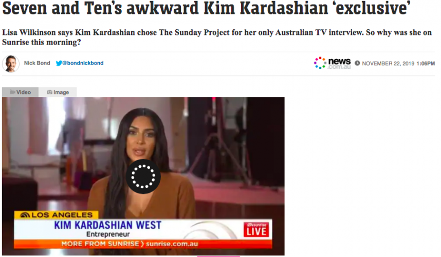 Sunrise y The Sunday Project promocionan la entrevista a Kim Kardashian como una exclusiva.