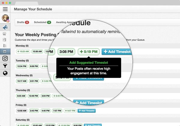 mejor hora para publicar en instagram - tailwind