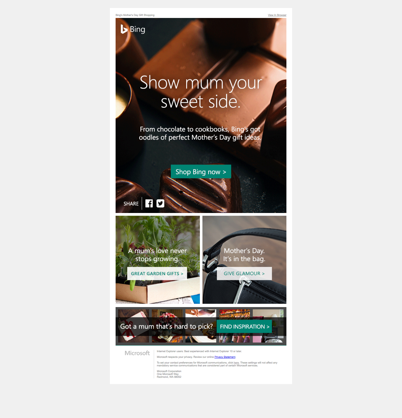 Bing Mothers Day Shopping e-newsletter-April16 email marketing example