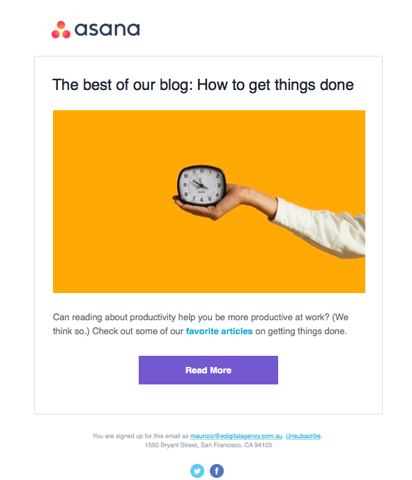 asana enewsletter email- marketing automation blog scheduled how get things done edigital